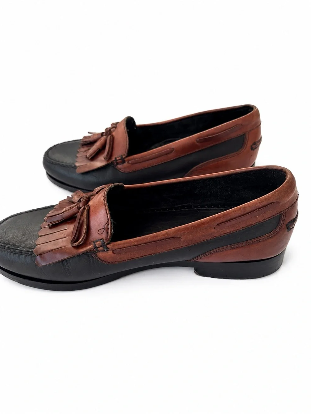 Nordstrom Men’s 10W Two Tone Leather Kiltie Tassel Loafers Brown Black